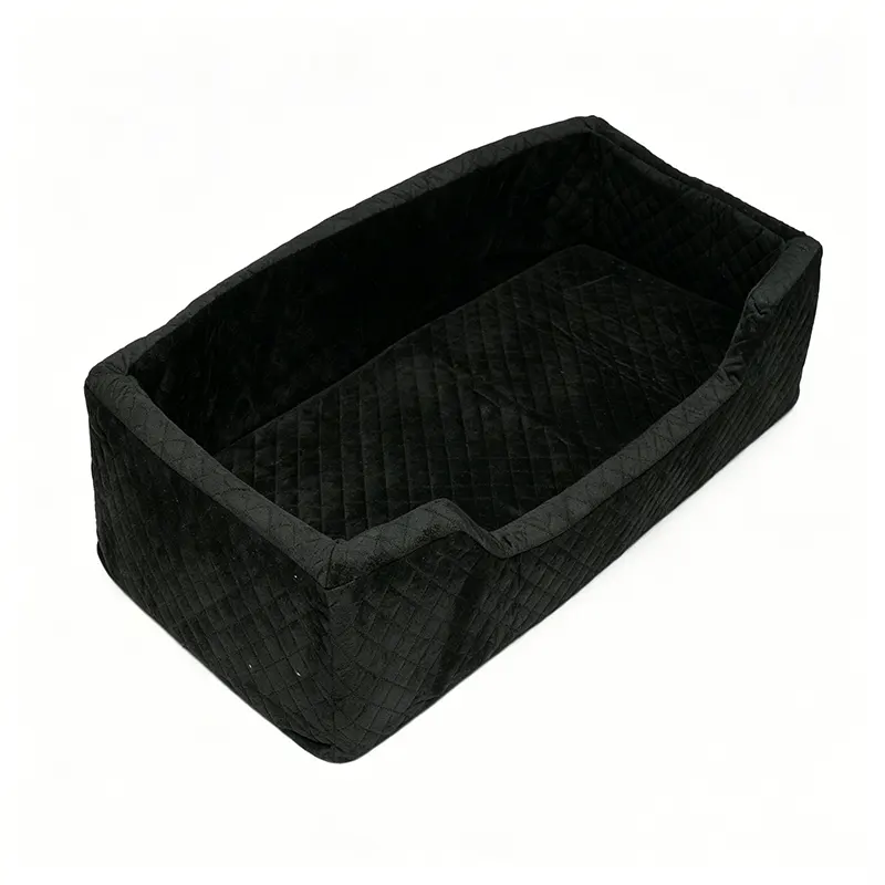 Black Quilted Bolster Pet Bed