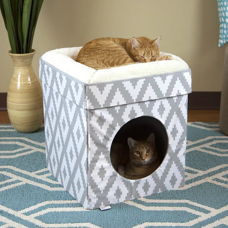 Foldable Cat Tree with Integrated Cat Condo